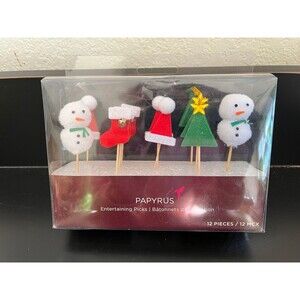 PAPYRUS HOLIDAY Party Picks 12-Count Snowman Hat Tree Stocki Appetizers Desserts